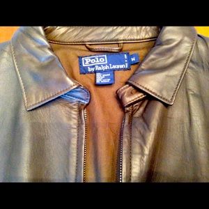 Genuine leather brown medium Polo bomber jacket